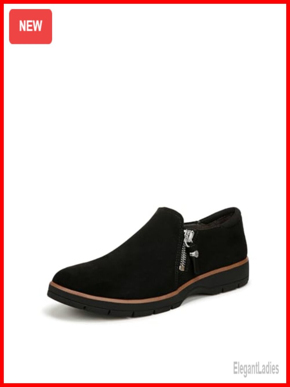 Dr Scholls Nice Day Now Slip-On Loafer Mules with Side Zipper Flat Heels